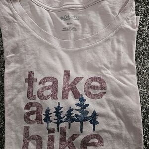 Columbia Light Pink Kids Tee with 'Take a Hike' Design